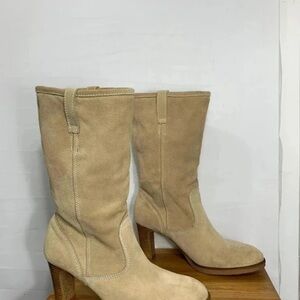 George Beige Suede Heeled Boots